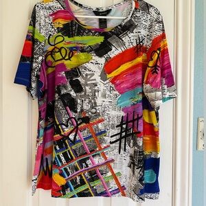 Ali Miles Women’s Multicolored Abstract Graffiti Art Shirt size PXL